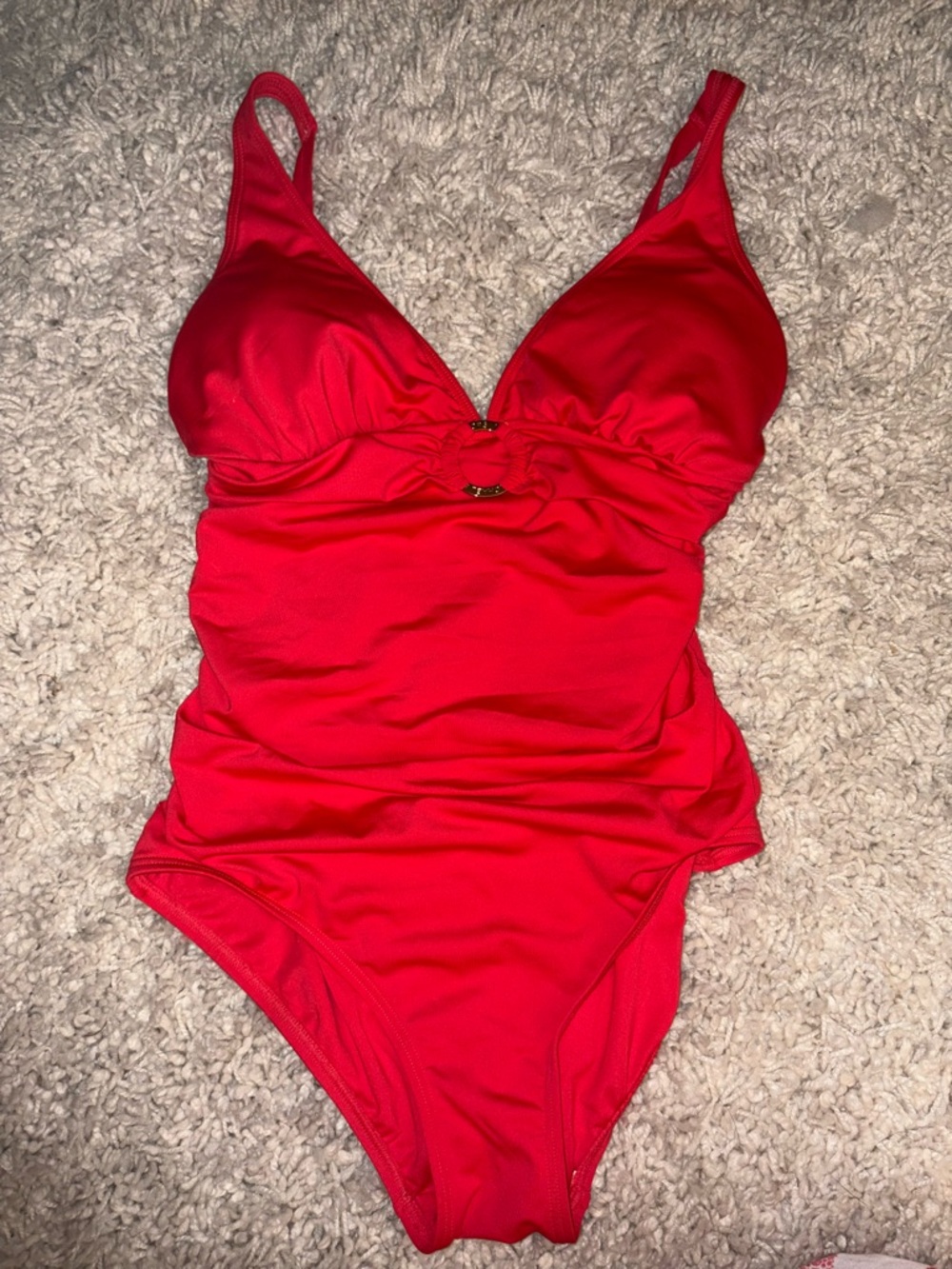 Michael Kors Red One-Piece Swimsuit with Center Ring